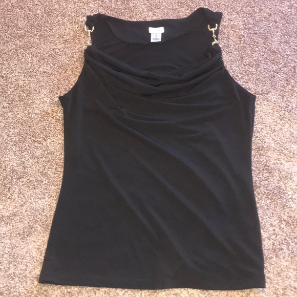 Cache Tops - CACHE Horse Bit Black & Gold Tank Medium